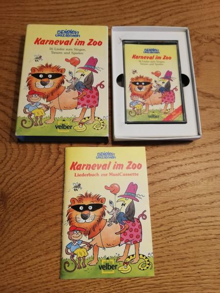Spielen und Lernen Karneval im Zoo Schwarz mit Weißen Druck 1994-1 incl Liederbuch und Pappschuber