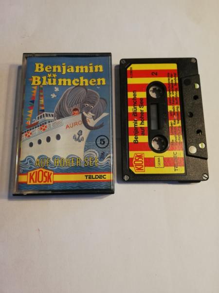 Benjamin Blümchen Folge 5 auf hoher See 4-fach Silber geschraubt Schwarz mit Rot Gelben Aufkleber Neon Band 4.23939 Kiosk Teldec