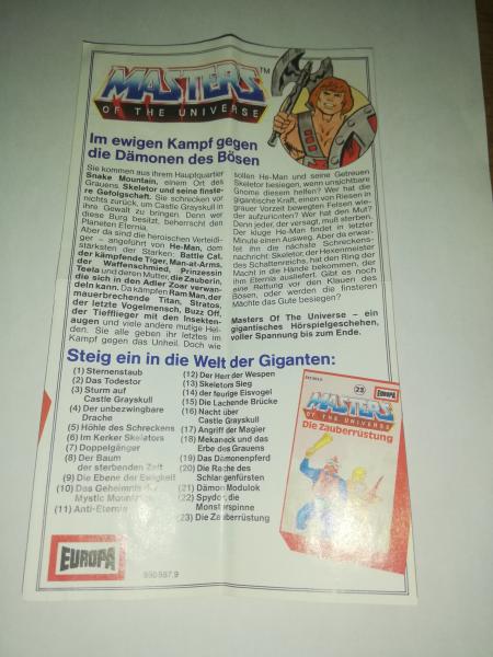 Masters of the Universe Europa Hörspielkassettenflyer Folge 23