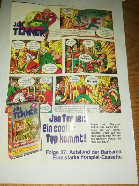 Jan Tenner Hörspielkassettenflyer Kiosk Folge 37(Rückseite Folge 23)