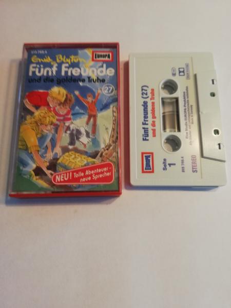 Fünf Freunde Folge 27 und die goldene Truhe Weiß mit Blau Roten Druck 515768.4 Europa(Blau Oranges Cover)