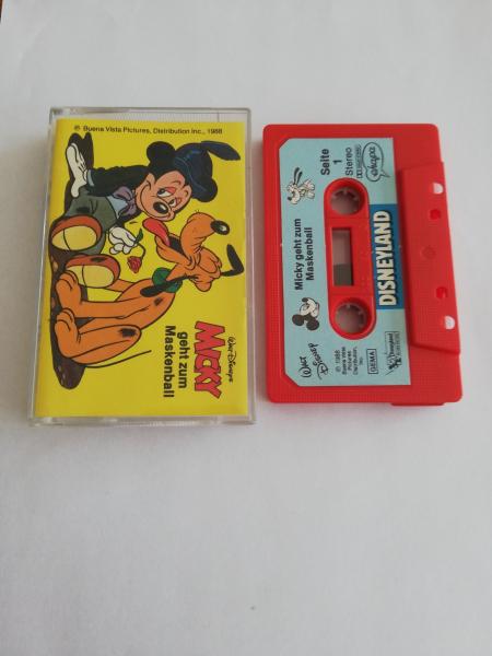 Micky geht zum Maskenball Rot mit Blauen Aufkleber Disneyland Walt Disney 1988