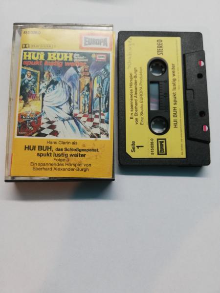 Hui Buh Folge 3 spukt lustig weiter Schwarz mit Beigen Aufkleber 515028.0 Europa (Gelbes Cover) Cover von innen und Kassette beschrieben
