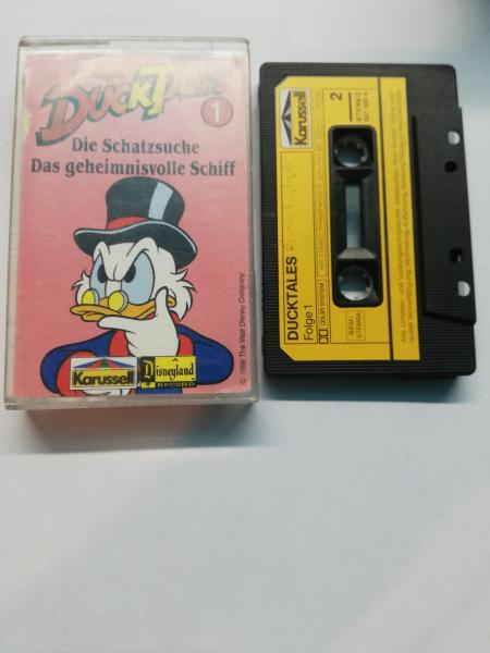 Duck Tales Folge 1 Die Schatzsuche/ Das geheimnisvolle Schiff Schwarz mit Gelben Aufkleber 837 503-4 Karussell Seite 2 der Kassette beschrieben