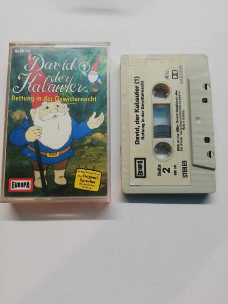 David der Kabauter Folge 1 Rettung in der Gewitternacht Grau mit Schwarzen Aufkleber 490281-215 Europa Kassettencover geklebt