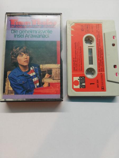 Timm Thaler Die geheimnisvolle Insel Arawanadi Grau mit Roten Aufkleber 401203-242 Ariola Innencover beschrieben+minimaler Abriss Kassettencover Seite 1