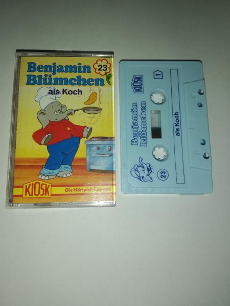 Benjamin Blümchen Folge 23 als Koch Weiß mit Blauen Druck Kiosk(Der grüne Punkt) Innencover minimal beschrieben
