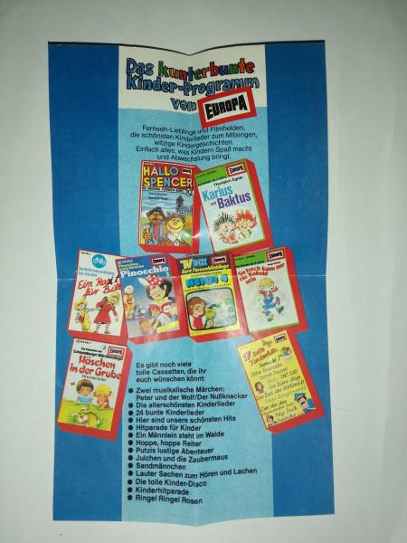 Das kunterbunte Kinder-Programm von Europa Hörspielkassetten-Flyer 950973.9 Europa
