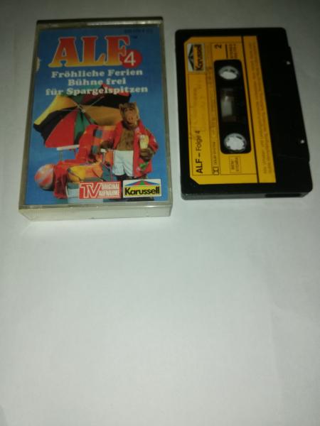 Alf Folge 4 Fröhliche Ferien/Bühne frei für Spargelspitzen Schwarz mit Gelben Aufkleber 835 170-4 Karussell(Seite 2 der Kassette beschrieben)