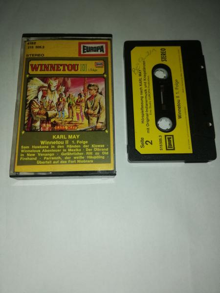 Winnetou 2 Folge 1 Schwarz  mit Hellgelben Aufkleber 4152/515505.3 Europa(Innencover und Kassette beschrieben)