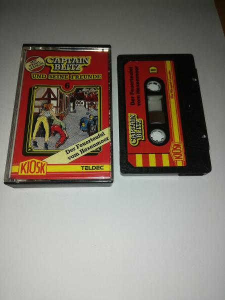 Captain Blitz Folge 6 Der Feuerteufel vom Hexenmoor 4-fach Schwarz geschraubt Schwarz mit Roten Aufkleber 4.25626 CD Teldec Kiosk