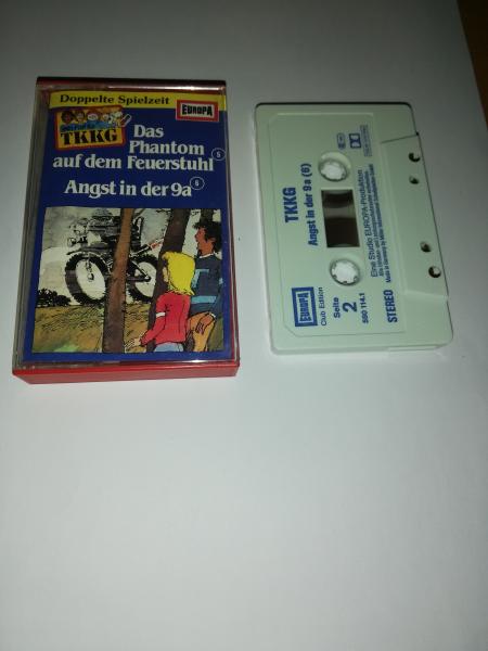 TKKG Doppelfolge Das Phantom auf dem Feuerstuhl/Angst in der 9a Weiß Blau 16453 3 Europa(Filz muss geklebt werden)