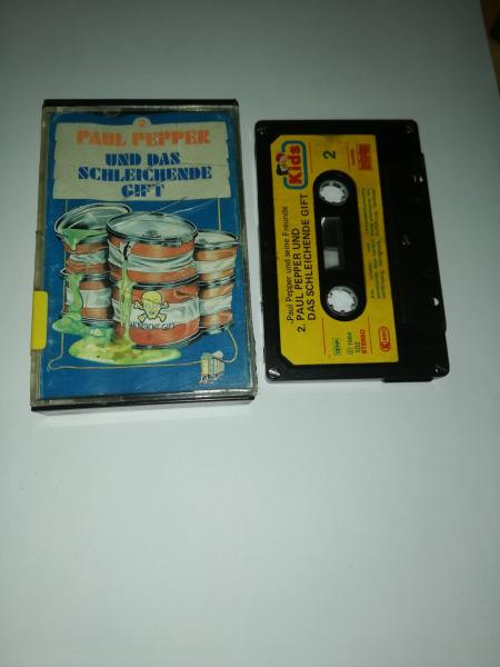 Paul Pepper Folge 2 und die sechs Dunkelmänner 5-fach Silber geschraubt Schwarz mit Gelben Aufkleber 102 Bellaphon(Cover geklebt, ehemalige Büchereikassette)