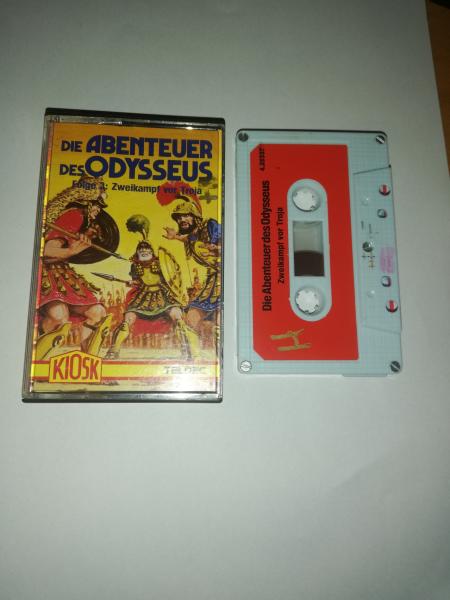 Die Abenteuer des Odysseus Folge 3 Zweikampf vor Troja 5-fach Silber geschraubt Grau mit Roten Aufkleber 4.25337 CD Kiosk Teldec(Frontcover und MC beschrieben)