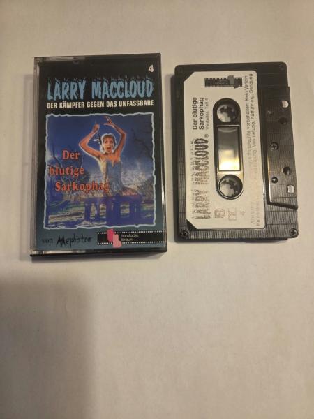Larry Maccloud Folge 4 Der blutige Sarkophag 5-fach Schwarz geschraubt Schwarz mit Weißen Aufkleber Tonstudio Braun