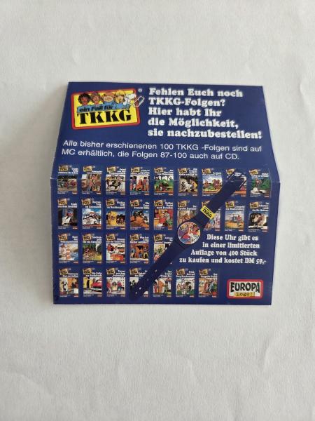 TKKG Hörspielkassettenflyer "Hier findet Ihr alle 100 Folgen" Europa
