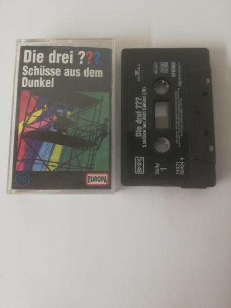 Die Drei Fragezeichen Folge 70 Schüsse aus dem Dunkel Schwarz 7432138494 4(Schriftzug Logo fehlt)