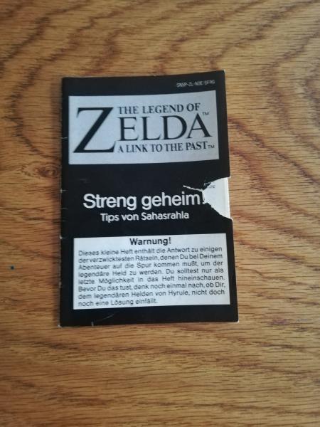 Super Nintendo The Legend of Zelda A link to the past Spielanleitung Streng Geheim SNSP-ZL-NOE/SFRG(leichter Abriß)