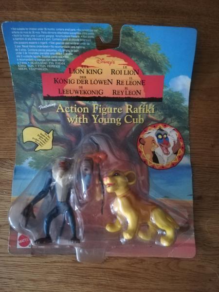 König der Löwen Figuren Rafiki mit Junglöwen Simba Mattel von 1993 Art -Nr 66399 Originalverpackt