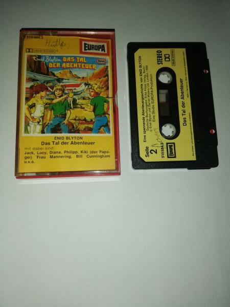 Enid Blyton Das Tal der Abenteuer Schwarz mit Beigen Aufkleber 515584.3 Europa(Frontcover und Seite 2 der MC beschrieben)