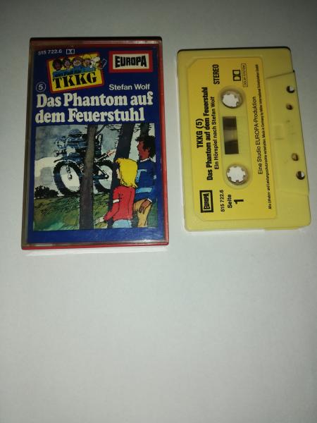 TKKG Folge 5 Das Phantom auf dem Feuerstuhl Gelb mit gelben Aufkleber 515 722.6 Europa(Innencover beschrieben)